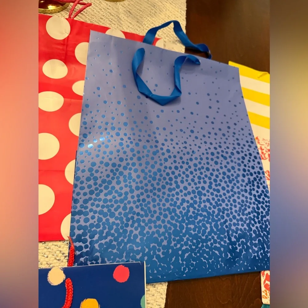 Set of 11 Colorful Gift Bags Set assorted styles and sizes. Total 11 bags
